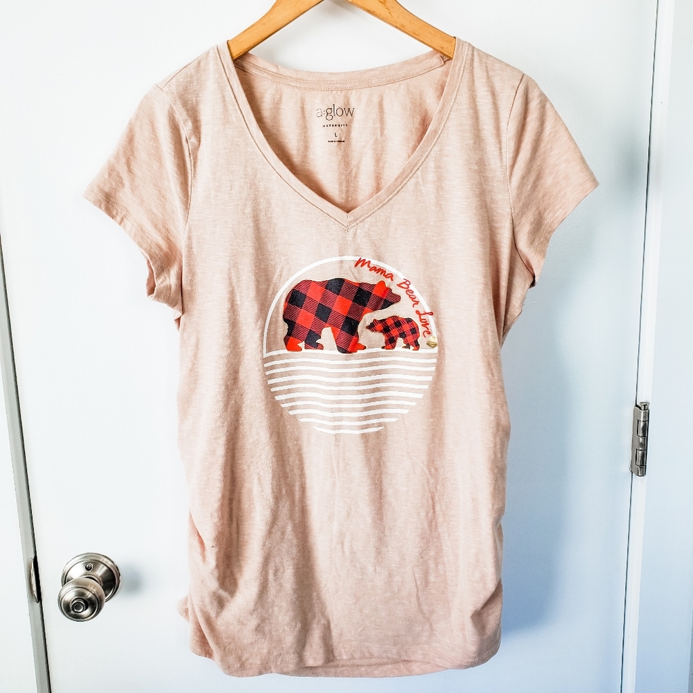 a:glow Cream Mama Bear Maternity Short Sleeve Tee